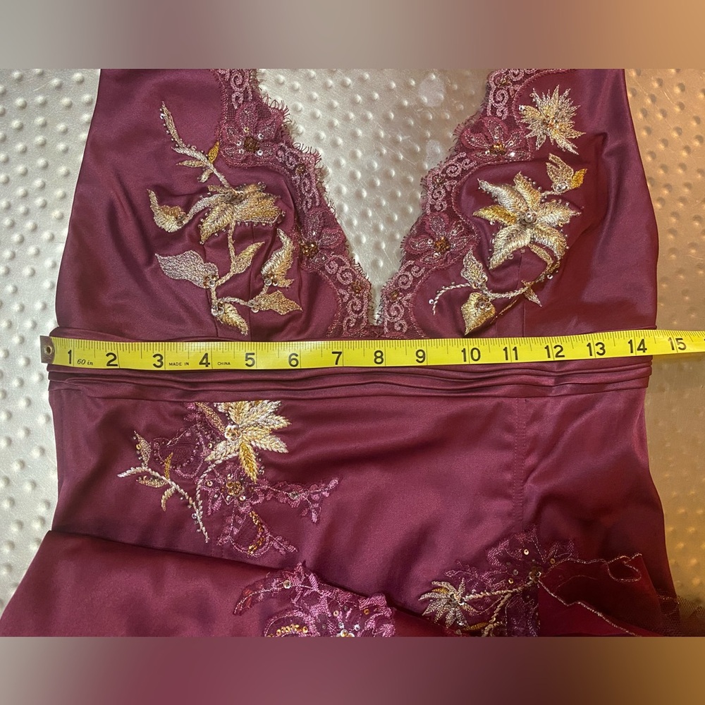 Mandalay/Julian Joyce Vintage Burgundy Wine Satin Cocktail Dress Sz 10 NEW RARE - Picture 12 of 16